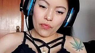 Latina Milf Gropes and Fingers Herself in Lingerie