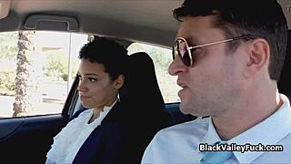 Yo, this black coed is sucking her driving instructor’s fat cock!