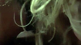 The shemale sucks cock eagerly in crossdressing blowjob.