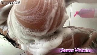 Queen Victoria's Intriguing Dildo Ride in Shower Reveals Hot Pussy