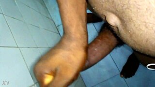 Soloboy pleasures himself in the bathroom