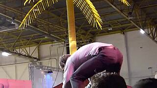 Public striptease with clothes ripped off