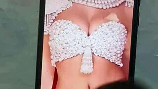Homemade tribute to a busty actress with a cumshot finale