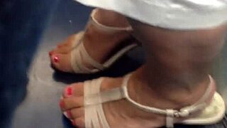 mature feet in intriguing solo display