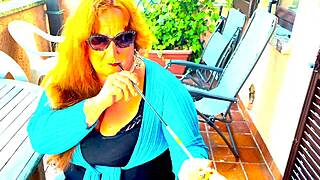 Augusta, a sophisticated older woman, indulges in her fetish for smoking and dominance