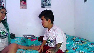 Colombian femdom dwarf touches tits during makeup in bent over creampie scene