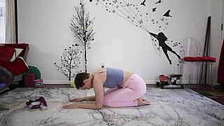 European Brunette Teaches Yoga Lesson