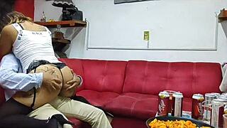 Latina wife with big ass makes cuckold horns for old husband intensely