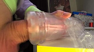 A powerful ejaculation inside a tight inflatable vagina
