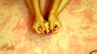 Latina Woman Fixing Her Feet for Rich Fetish Massage