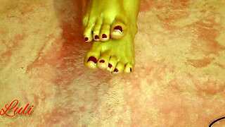 Latina Woman Fixing Her Feet for Rich Fetish Massage