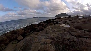 Intense Blowjob on the Rocks with Big Tits and Creampie