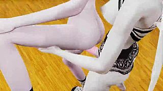 Monster High Halloween special unfolds with vampire Elissabat and Rochelle Goyle in wild 3D futanari sex. Their creepy creampie encounter shocks!