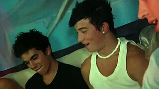 Gay European twinks celebrate with group sex and ejaculation