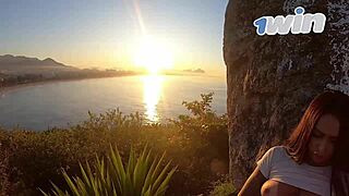 public latina sex on trail ends with facial cumshot