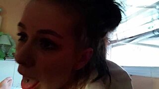 White woman enjoys performing oral on partner.