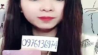 Jin xinh bunny performs intense live show with full face and talking