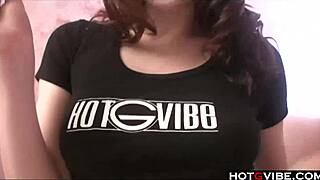 sexy brunette plays with her big tits and fingers pussy 😍