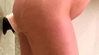 Horny step sister uses dildo for double penetration in shower