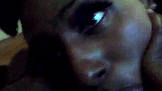 Ebony woman enjoys casual encounter with large partner