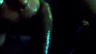 Ebony woman enjoys casual encounter with large partner