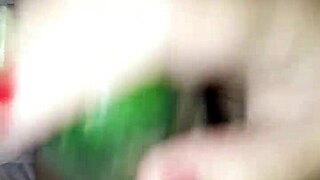 Claudia, the prostitute, enjoys masturbation with her cucumber