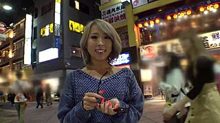 asian babe bent over for doggystyle cumshot on natural tits