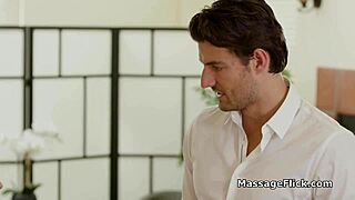 masseuse teases cock with her huge all natural tits during massage