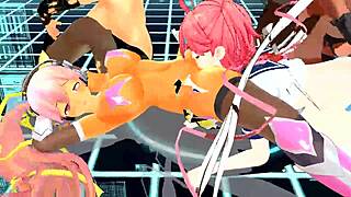 four girls sing and undress in this erotic anime dance