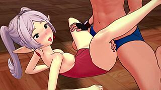 Frieren Wears Only a Towel Ready to Love in Uncensored Hentai