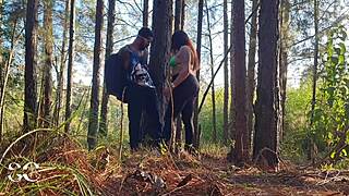 Amateur wife gets dominated by a black bull in the woods