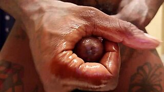 Hallelujah Johnson masturbates his hairy big black cock solo in close-up!