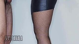 Watch this morena stroke her delicious cock teasingly?