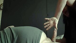 this milf gives a handjob as an apology, leading to cumshot and masturbation with her mature couple.