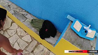 nicole brazil gets pounded by a huge cock without condom by the pool in pov