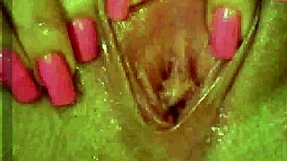 Look at this so close up pussy with stockings and fingering in Japanese amateur video