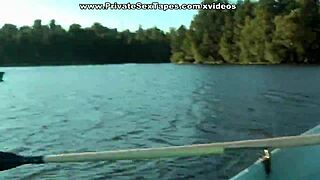 Naked couple enjoys private moments on a public boat