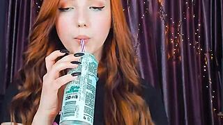 amazing redhead masturbating with toys on webcam, beautiful blowjob