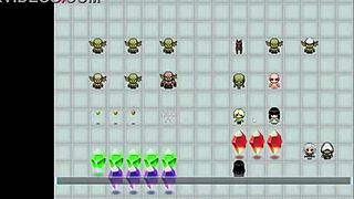 A game player defeats the ultimate enemy in a fantasy world