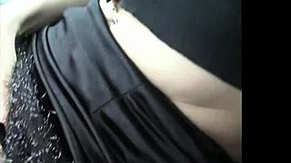 exhibitionist shows big natural tits in the park