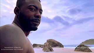 African Blonde Takes Massive Black Cock Anal on Deserted Beach While Watching the Sea