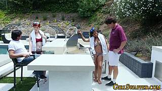 Latina Stepmom In Bikini Bent Over For Hardcore Facial