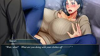 Boldly Squeezing Milf's Tits in Hentai Game Episode 2