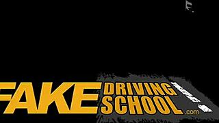 Sexy Learners Secretly Fuck Instructor in Fake Driving School Car