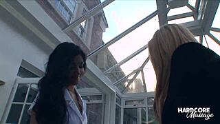 Leah Jaye and Alicia Rhodes Perform Oral on Cock During Threesome Massage