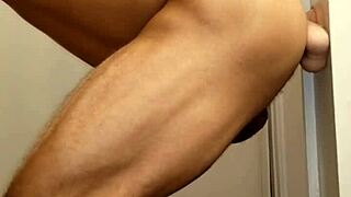 Ivory White enjoys some anal fun with a dildo while the shower warms up