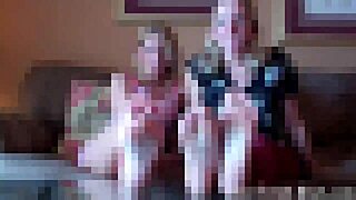 She worships my pantyhose-clad feet in femdom lesbian session.