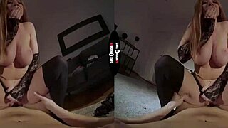 Redhead in Dark Room VR Flaunts Big Tits and Ass While Sucking Cock