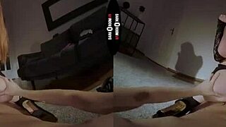 Redhead in Dark Room VR Flaunts Big Tits and Ass While Sucking Cock