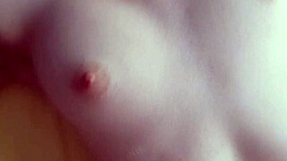 Amateur Hot Cumshot On Titties Versus Couple Handjob